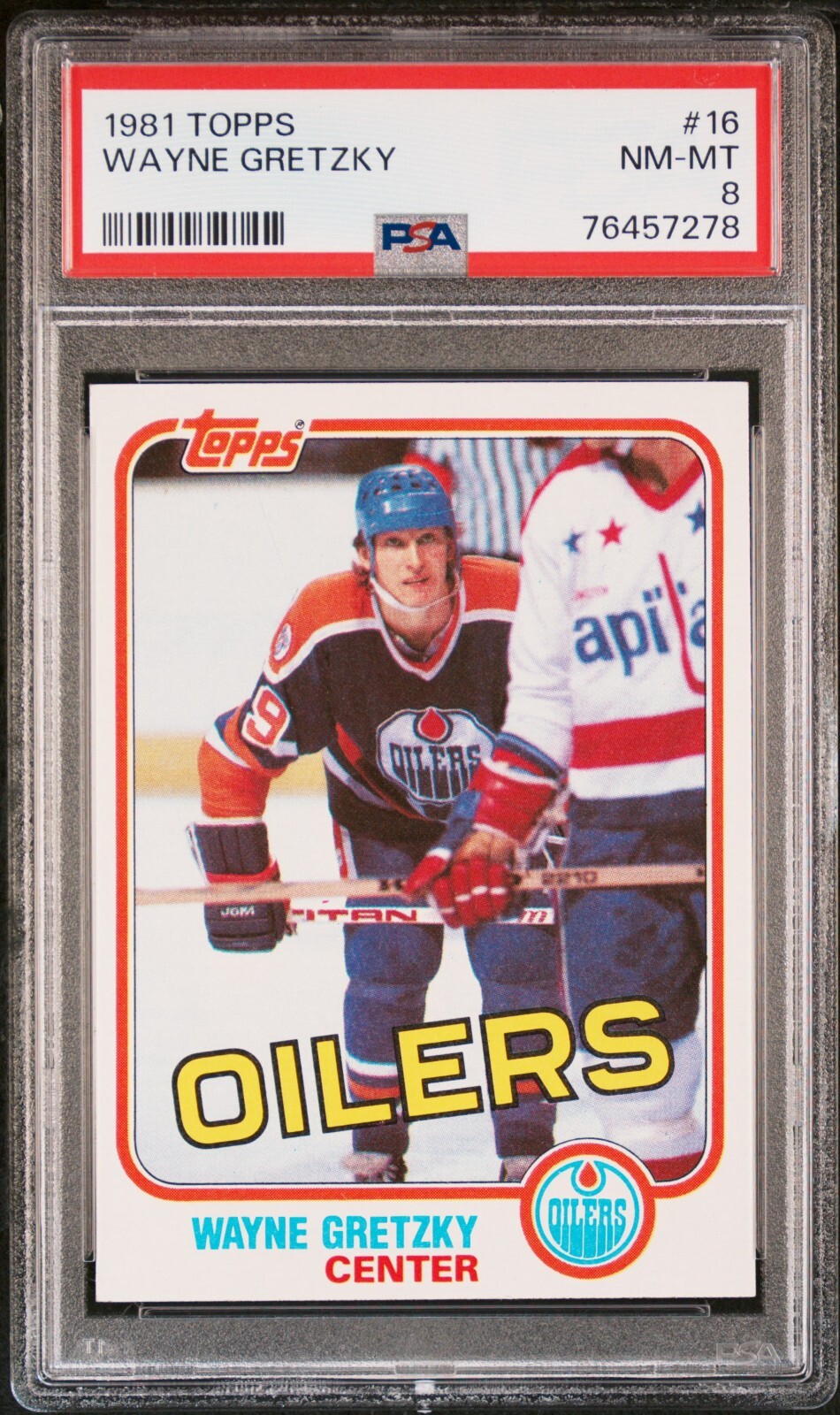 1981-82 TOPPS - #16 - WAYNE GRETZKY - HOF - OILERS - CENTERED - PSA 8 - NEW SLAB
