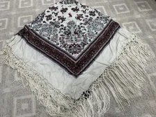 VINTAGE CEJON SHAWL SCARF Visit   W/FRINGE