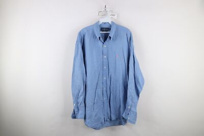 トップス 90s Polo Ralph Lauren Shirt linen silk M Vintage 90s Ralph Lauren Mens Large Faded Silk Linen Button Down