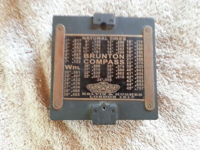 ANCIENNE BOUSSOLE BRUNTON vintage en laiton massif Kelvin & Hughes 1917
