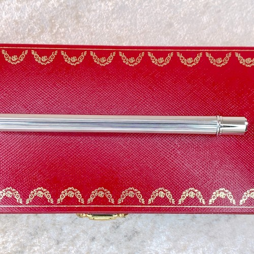 Cartier Ballpoint Pen mustⅡ Silver Godron Palladium Finish with Case - 第 7/15 張圖片