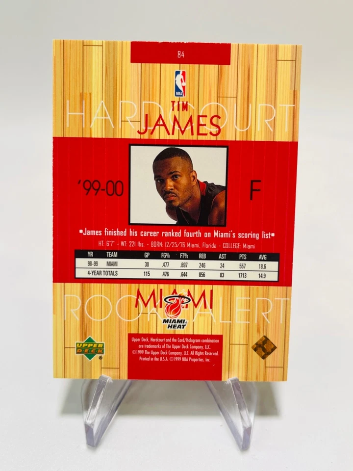 TIM JAMES 1999-00 Upper Deck UD Hardcourt RC Rookie Heat #84 - Image 2 of 2
