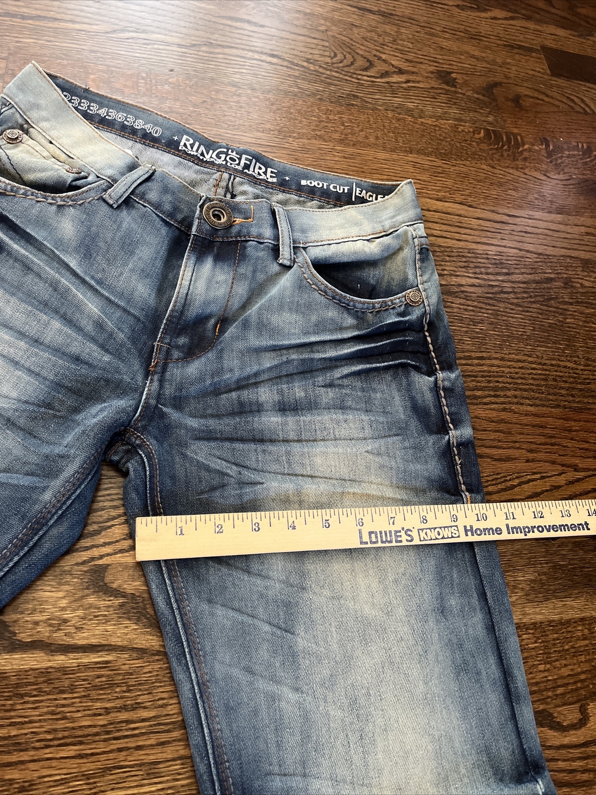 Ring Of Fire 2829 Bootcut Mens Blue Denim Zipper Pockets Jeans Size 28 X 30.5 - View 9