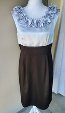 Sophia Christina Dress Womens 10 Black Silver Ruffle Elegant Party Cocktail NWT