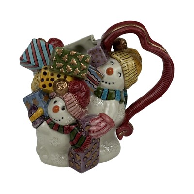 Fitz & Floyd Frost Folks Snowman Pitcher, 48 Oz - New In Box
