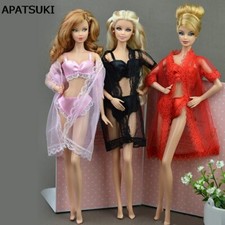 3sets Fashion Long Coat Bra Underwear Clothes For 1/6 Doll Gown Dress 1:6