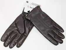 Isotoner Men's Brown Faux Leather Gathered Wrist SmarTouch Glove A736K1 Sz M/L