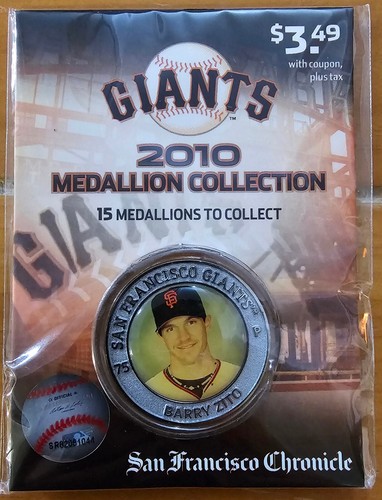Barry Zito San Francisco Giants 2010 Chronicle Medallion Collection! New!