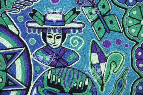 Quadro filato arte Huichol - Catinemiayeeni 60 cm. 24 pollici Filo per opera d'arte messicana - Foto 7 di 16