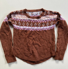 SO Sweater Girls Extra Large 14/16 Brown Geometric Long Sleeve Acrylic