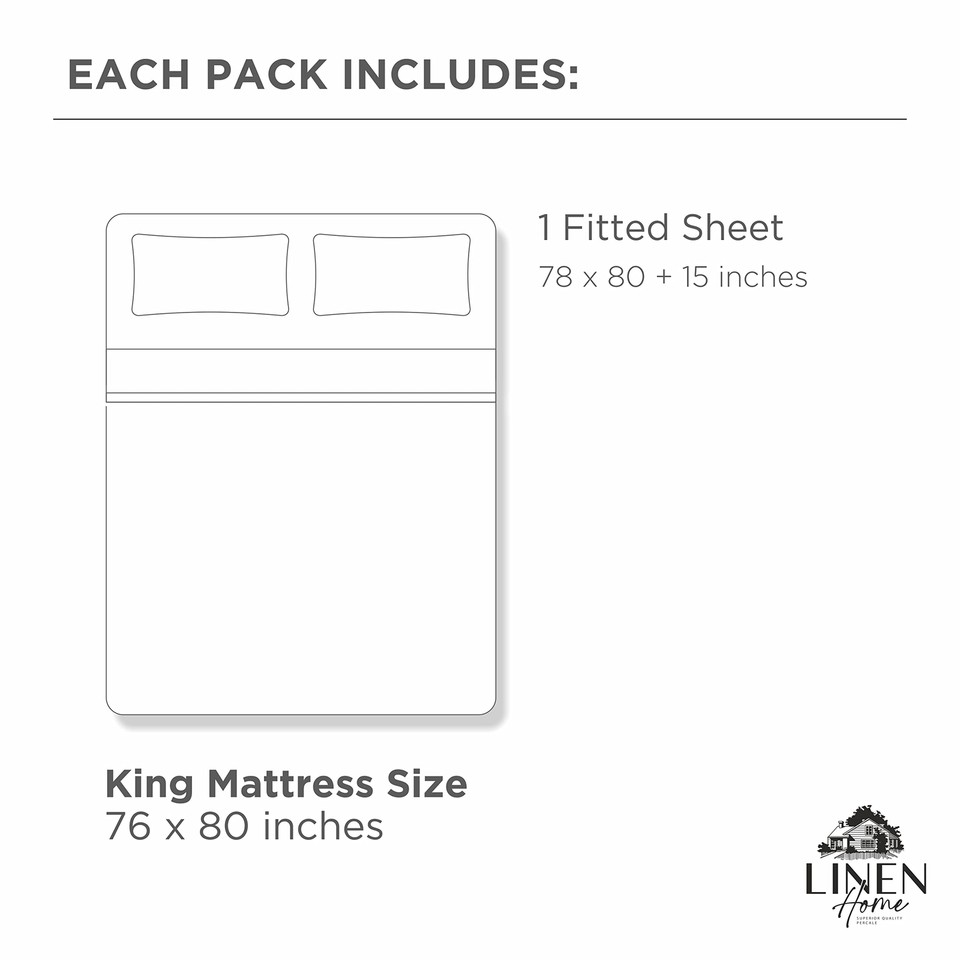 100 Cotton Percale Fitted Sheet King Size, White, 1 Deep Pocket Fitted