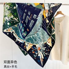 70 Cashmere 30 Silk Wrap Scarf Cruise Party Double Sided Print Shawl 135 135cm