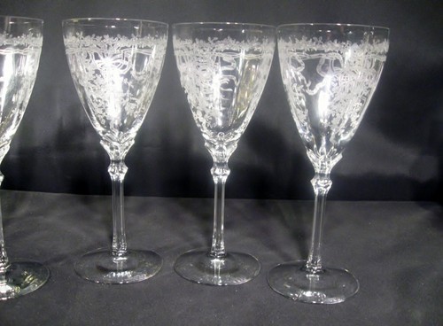 Fostoria June Clear Water Goblets Stem 5098 Etch 279 Set of 7 - Picture 6 of 16
