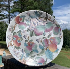 Vintage Purple Fruit and Gold LEAF White Plate , C&F Enterprises 10.25” Diameter