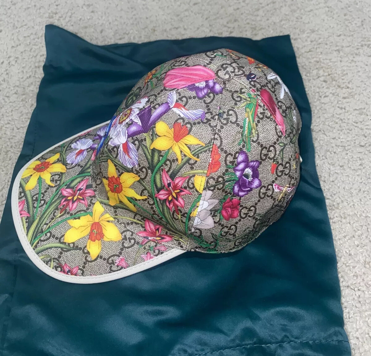 Gucci Baseball Cap GG floral Coated Hat size L | eBay
