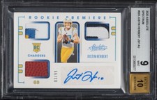 2020 Absolute Spectrum Justin Herbert ROOKIE PATCH AUTO /99 #203 BGS 9 MINT