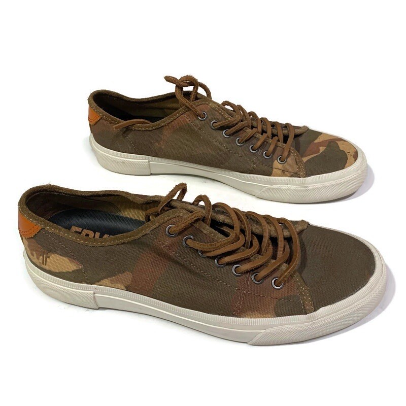 FRYE Mens Size 10 Shoes Ludlow Brown Camo Low Top Canvas 
