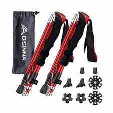 Collapsible Trekking Hiking Poles2 Pack Folding Aluminum Walking Sticks With