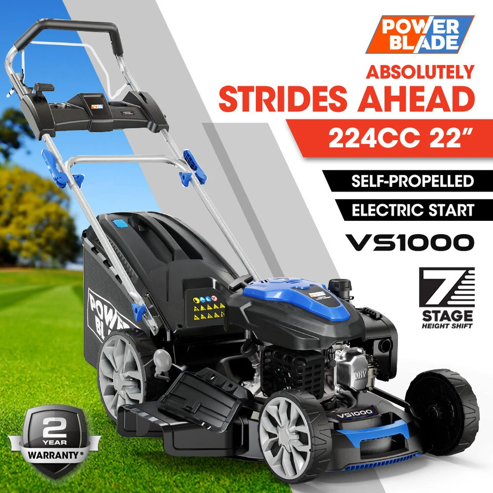 POWERBLADE 22" 224cc Self-Propelled Lawn Mower E-Start Petrol 4-Stroke Lawnmower
