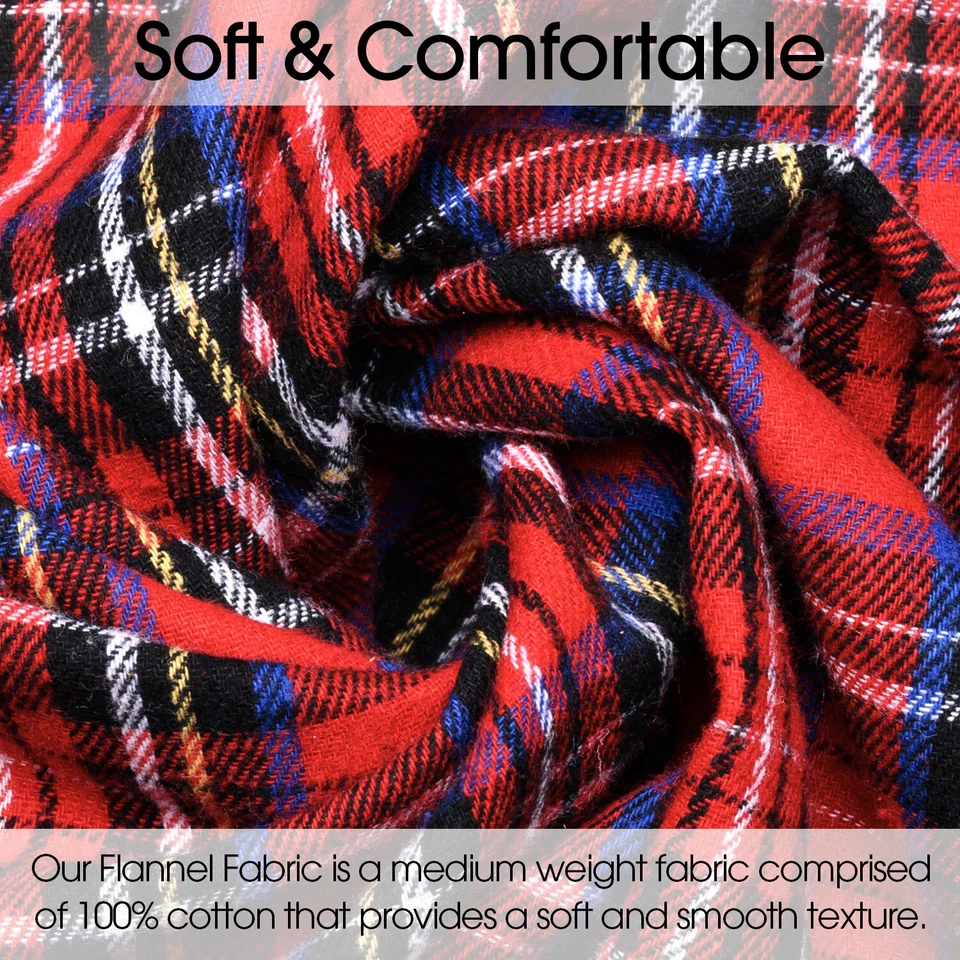 Red Tartan Plaid Cotton Flannel Fabric - 60" Wide - Sold by the Yard and Bolt - Image 3 of 4