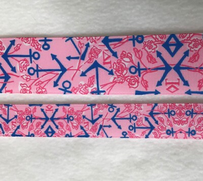 Sorority Anchor floral inspired Grosgrain ribbon 5/8'' 7/8  1.5 Delta Gamma