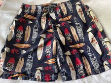 Nautica Surfboard Swim Trunk Mens Size 36 W Navy Blue Hula Girls Hawaiian