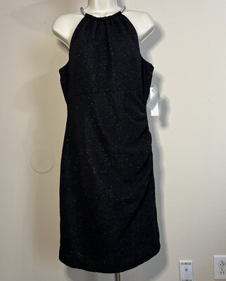 Eliza J Glitter stretch sheath Black dress size 12