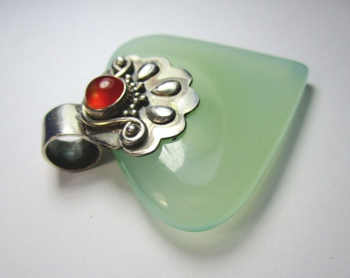 Gorgeous Big 925 St. Silver Pendant, Studded with Big Heart Shape Quartz - Picture 4 of 7