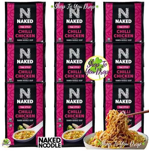 NAKED THAI STYLE CHILLI CHICKEN RAMEN NOODLE SOUP 9 x 25G✨CHEAPEST✨£10.95✨OFFER✨ - Picture 3 of 8