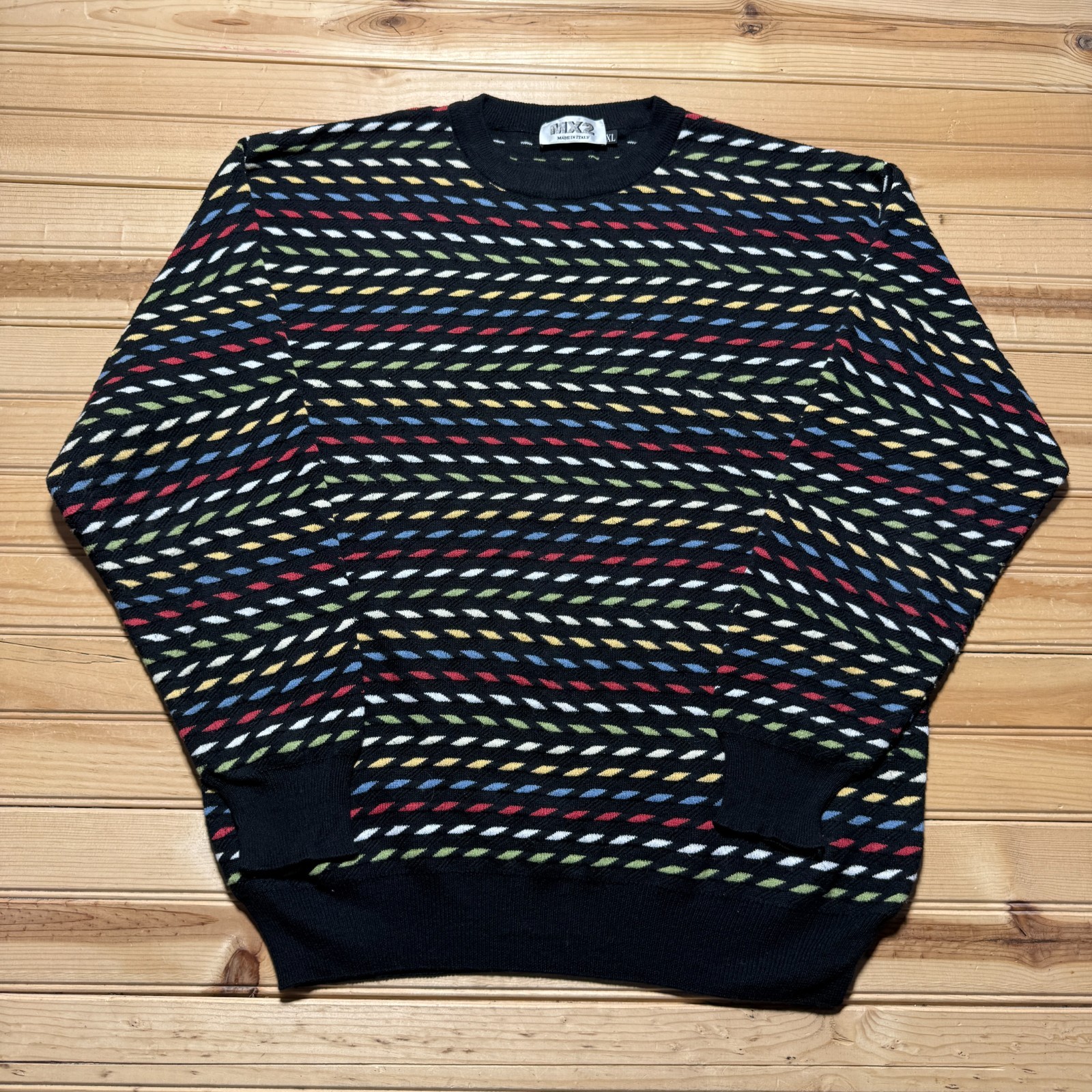 Vintage 90s Coogi Style 3D Knit Geometric Crewneck Pullover Grandpa Sweater - XL