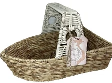 Handcrafted Tugboat Wicker Boat Basket 2 Tone Nautical Home Decor  Coastal Decor