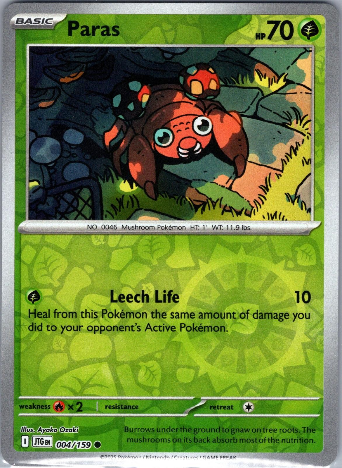 Paras 004/159 Common Journey Together Pokemon Reverse Holo Near Mint