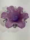 BARBINI Murano Bullicante Art Glass Bowl Purple Gold Aventurine 5 lb