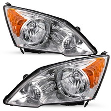 For 07-11 Honda Crv Cr-v Chrome Amber Headlights Assembly Pair 2007-2011