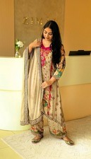 Pure Heavy Chinon Silk Wine Salwar Kameez With Dupatta For Women Wedding Wear