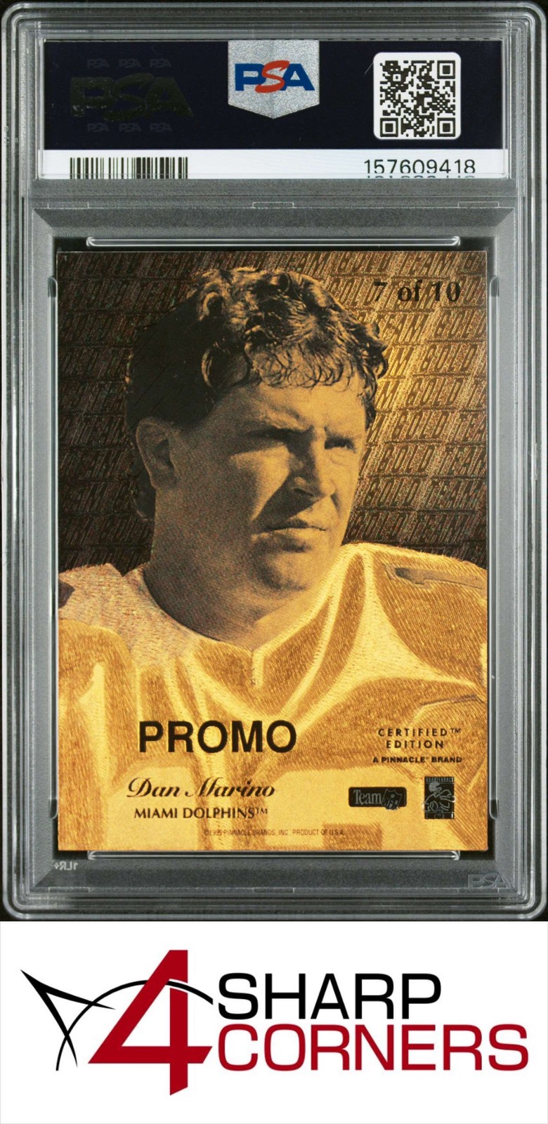 1995 SELECT CERTIFIED GOLD TEAM PROMO #7 DAN MARINO HOF PSA 9 view 2