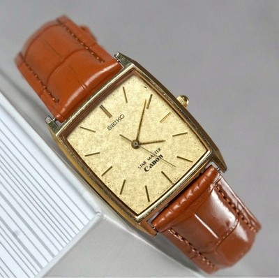 Seiko Canon Star Master Watch Gold Face Square Case Rare Working Item
