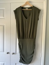 Hush Dress UK 10 T-Shirt Mini Jersey Cotton Khaki Green