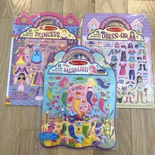 Lot 3 Melissa  Doug Dress Up Princess  Mermaid Puffy Sticker Play Sets New