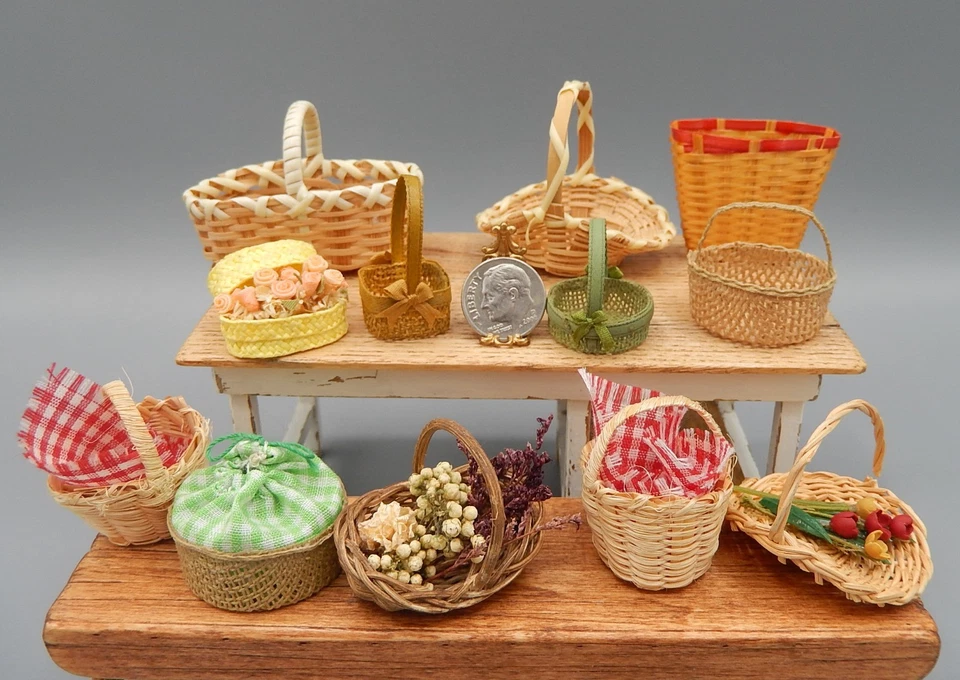 Vintage Baskets Lot Dollhouse Miniature 1:12 - Image 4 of 4