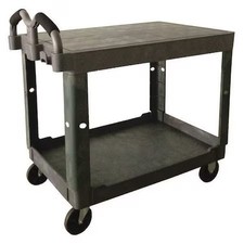 Utility Cart With Deep Lipped & Flush Plastic Shelves, Polypropylene, 500 Lb