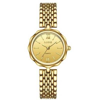 LIGE Women Gold Watch Roman Numerals Wristwatch Elegant Diamond Girls Watches