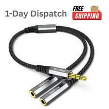 QianLink Headphone Splitter 3.5mm Male to 2 Female 1ft for PS4 PC Gaming