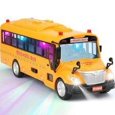 Yellow School Bus Toy for ,1/16 Scale Interactive Friction-Powered Car with 4...