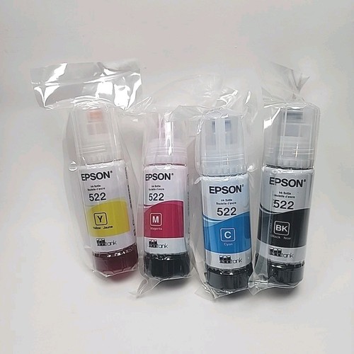 Sealed 🔥 Epson 522 Ink Bottle Set of 4 ECO-TANK B C Y M 65ml Each EXP ...
