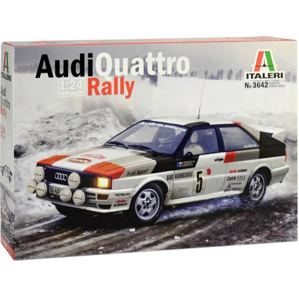Maquette Audi Quattro Rally Italeri 3642 avec moteur détaillé et pneus gomme 1:24