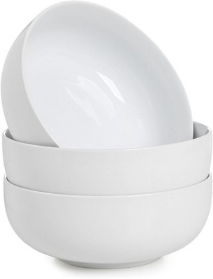 WishDeco Große Suppenschalen 3er Set, Salatschüsseln 1100ml Servierschüssel weiß