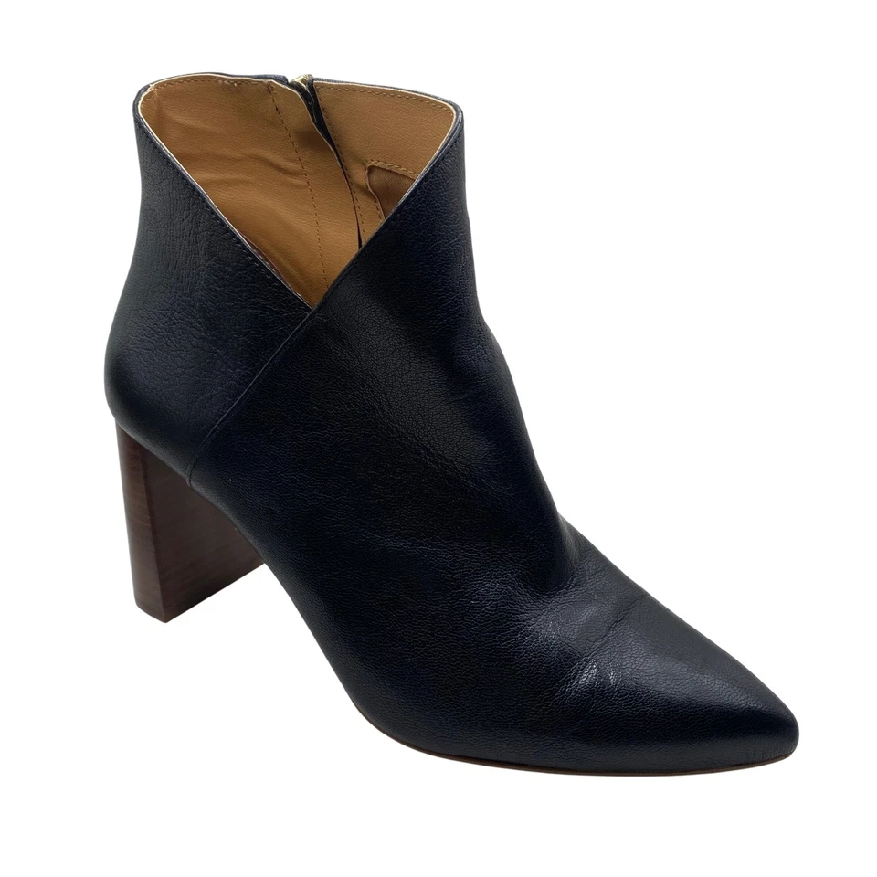 Jessica Simpson Abrina Black Leather Pointed Toe Block Heel Ankle Boots Size 8.5 - Image 2 of 4