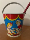 Vintage 1950s Ohio Art Tin Litho Sand Pail – Wiener Roast / Beach Scene