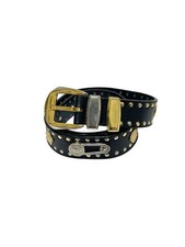 Versace Medusa Studded Leather Belt Black Y2K Vintage
